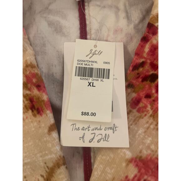 J Jill Floral Suede Like Blazer Size XL Multicolor Button Down Long Sleeve - Picture 8 of 8